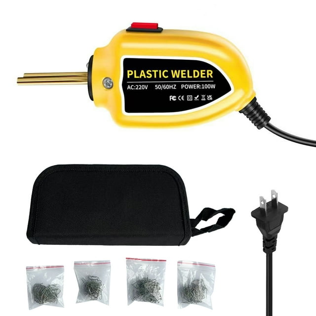 100W Welder,Hot Stapler Machine Car Kit with Pliers, Knife, 200pcs Flat/Outer Corner/Inner Corner/ Welding Nails for /Kayak/ Products