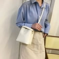 thumbnail image 4 of Women Pure Color Shoulder Bag PU Ladies Vintage Bucket Shoulder Bag (Black), 4 of 9