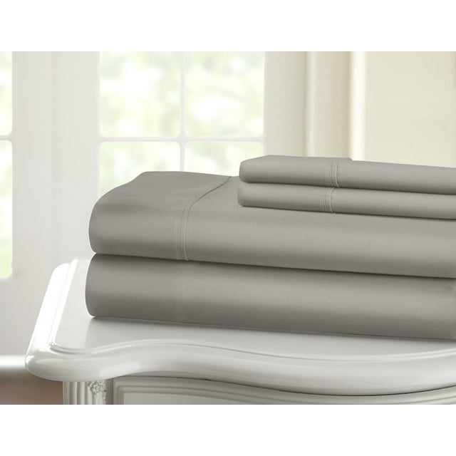 1200 Thread Count 100% Cotton Solid Sheet Set (California King, Gray)