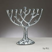 Candle Menorah Antiqued Aluminum Tree of Life Textured