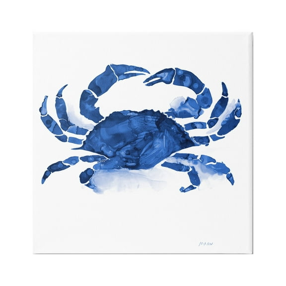 Stupell Industries Detailed Crab Wildlife Blue Ocean Sea Life Painting Gallery Wrapped Canvas Print Wall Art, Design by Patti Mann