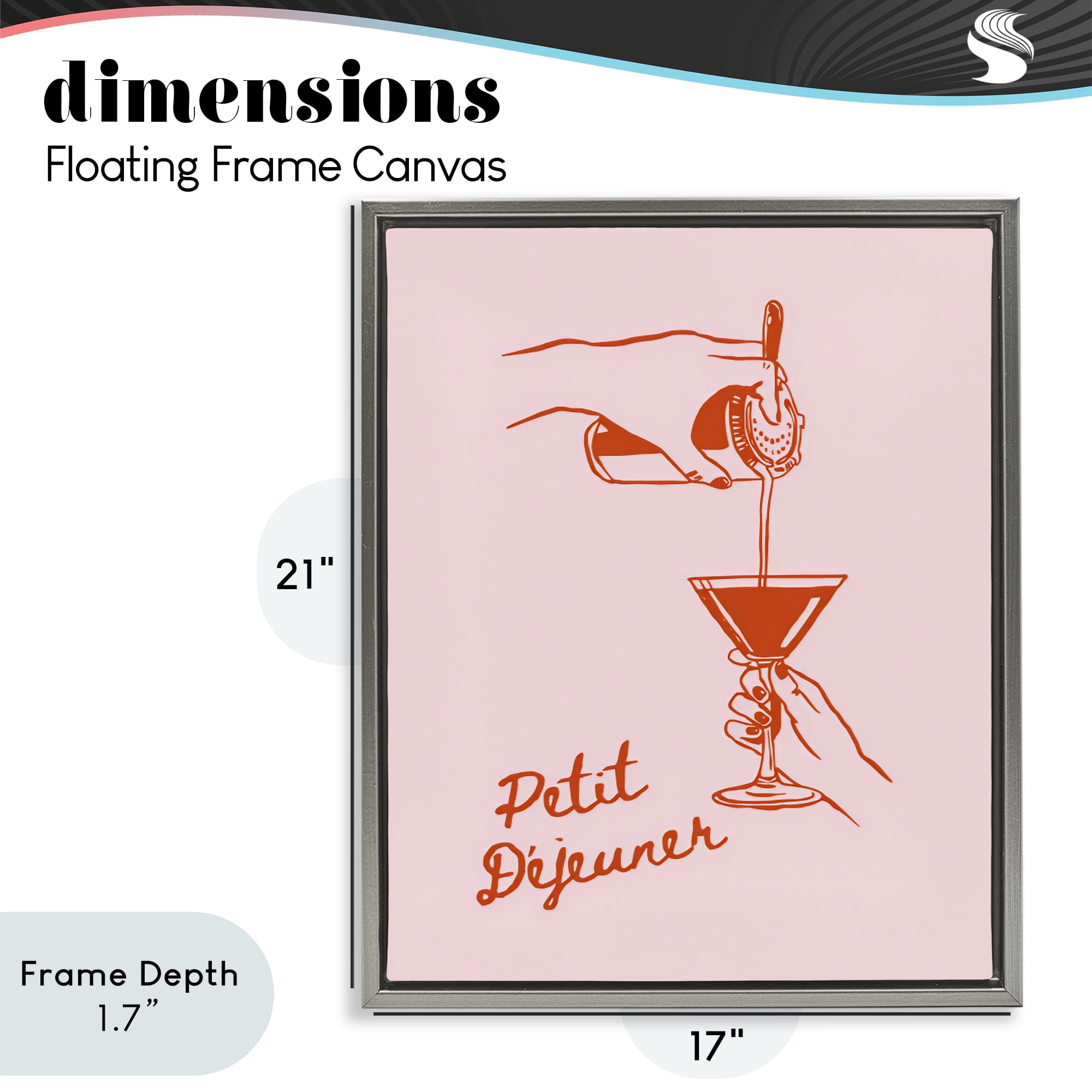 Stupell Industries Pouring Brunch Cocktail Gray Framed Floater Canvas Wall Art, design by The Prints Vibe