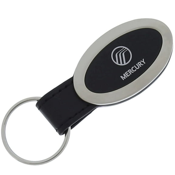Au-TOMOTIVE GOLD Mercury Black Oval Leather Key Fob