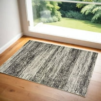 HomeRoots 2' X 3' Gray And Ivory Abstract Power Loom Area Rug