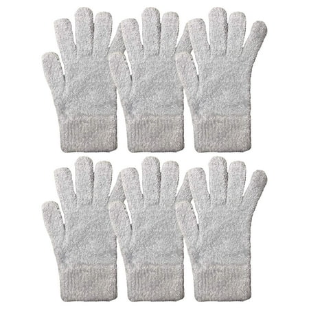 Yacht & Smith Mens Womens, Warm And Stretchy Winter Gloves (6 pack Light Blue