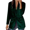 thumbnail image 2 of Women's Single Button Blazer, Tailored Loose Lapel Suit Jacket, Stretch Office Blazer, Casual Suit Jacket, Soft Long Sleeve Blazer Blackish Green L, 2 of 5