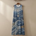 thumbnail image 4 of Xoenoiee Boat Wave Mountain Print Round Neck Summer Dress for Women 2026, Women's Sleeveless Sundress with Pocket, Cotton Linen Ankle-Length Maxi Dress Beach Vacation Outfits Plus Size, Size 3XL, 4 of 7