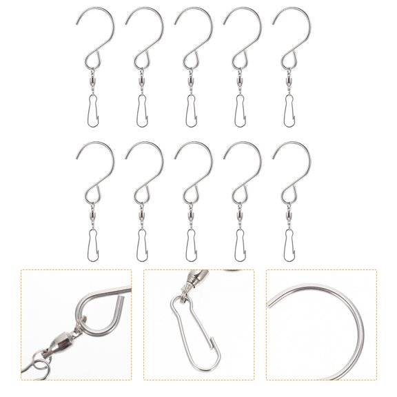 ETEREAUTY 10Pcs Heavy Duty Stainless Steel Suspension Hooks for Wind Chimes and Lanterns in Plated Silver
