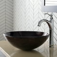thumbnail image 3 of KRAUS Copper Brown Glass Bathroom Vessel Sink and Riviera™ Faucet Combo Set with Pop-Up Drain, Satin Nickel Finish, 3 of 11