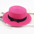 thumbnail image 2 of Jinhomg Sun Hat Bowknot Straw Hat for Women Lightweight Casual Wide Brim Boater Hat Foldable Breathable Flat Top Beach Hats UV Protection Sales Today Clearance Hot Pink, 2 of 3