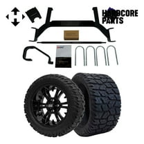 Hardcore Parts 6" Drop Axle Lift Kit for EZGO TXT/PDS (2001.5-2008) Gas Golf Cart with 14" Black 'VAMPIRE' Wheels and 22"x10.5"-14" GATOR On-Road/Off-Road DOT rated All-Terrain tires