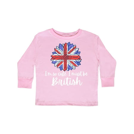 

Inktastic I m So Cute I Must be British Sunflower UK Flag Gift Toddler Boy or Toddler Girl Long Sleeve T-Shirt