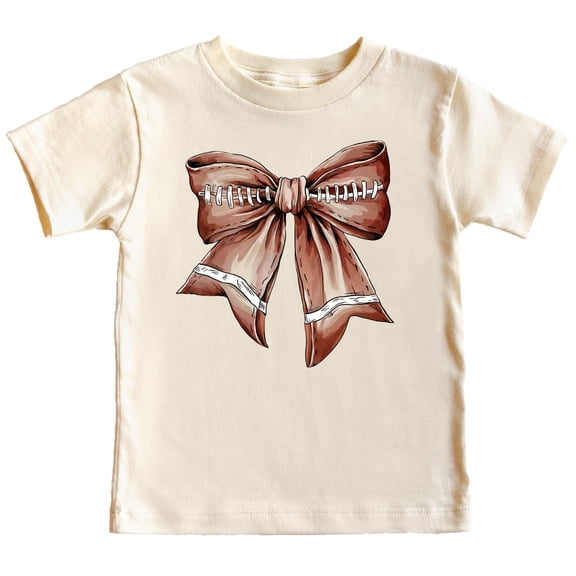 Football Bow Shirt for Girls and Toddlers Cute Girly Tee for Football Season Natural Shirt 5-6
