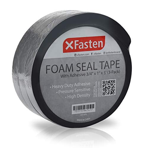 XFasten Foam Seal Tape with Adhesive 3/4 Inches Thick 1Inch X 5Foot