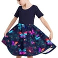 thumbnail image 6 of HOMADLES Summer Short Sleeve Dress for Girls Crewneck Losse, Printed Sundress C Multicolor 5 T, 6 of 7