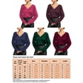 thumbnail image 2 of Fangasis Women Tops V Neck Blouses Long Sleeve Shirts Ladies Fashion Pullover Formal Office Tunic Shirt Burgundy XL, 2 of 2
