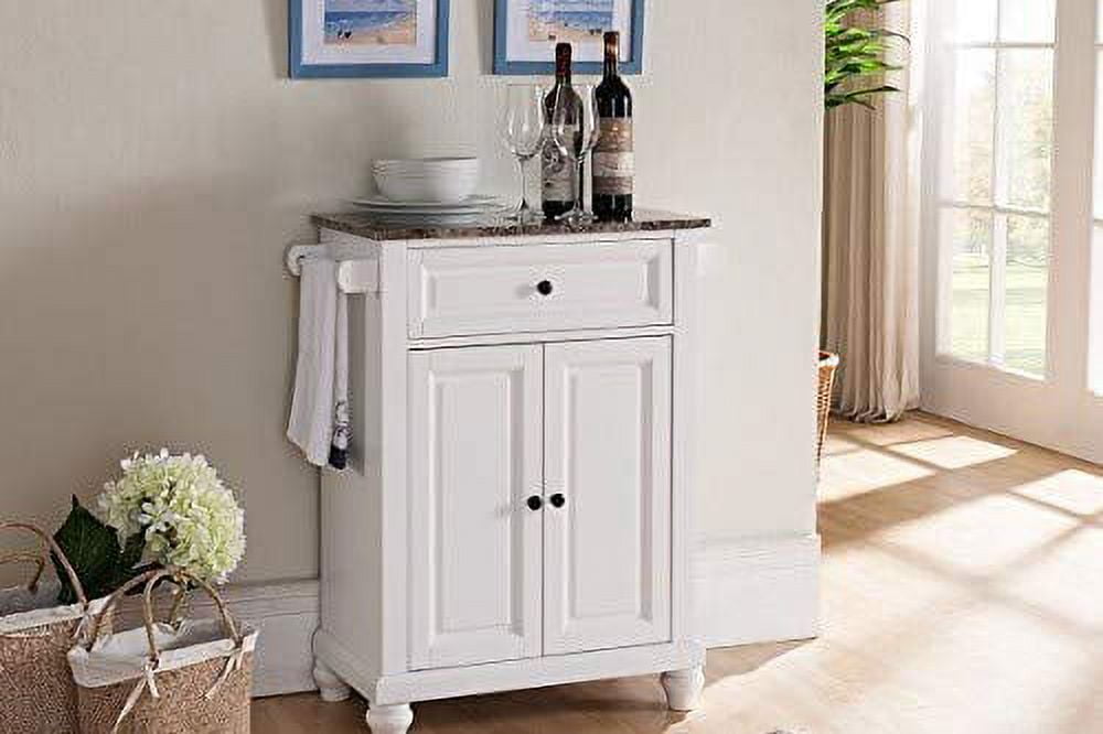 Kings Brand Furniture Kitchen Island Storage with Marble Finish