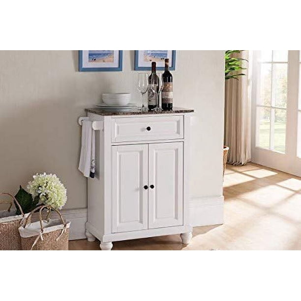 Kings Brand Furniture Kitchen Island Storage with Marble Finish