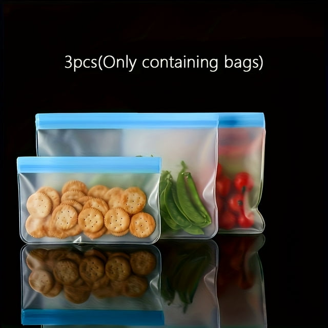 CNKOO 3 Pcs Sacs de Rangement Réutilisables Sacs de Congélation Étanches et Réutilisables Sacs Gallon Réutilisables pour Voyage/rangement à la Maison Sacs à Sandwich Réutilisables et Sacs à Collation Réutilisables.