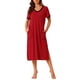 thumbnail image 1 of Camisón de noche de mujer INSPIRE CHIC con cuello en V, abertura lateral, manga corta, camisón largo con bolsillos, M, rojo, 1 of 6