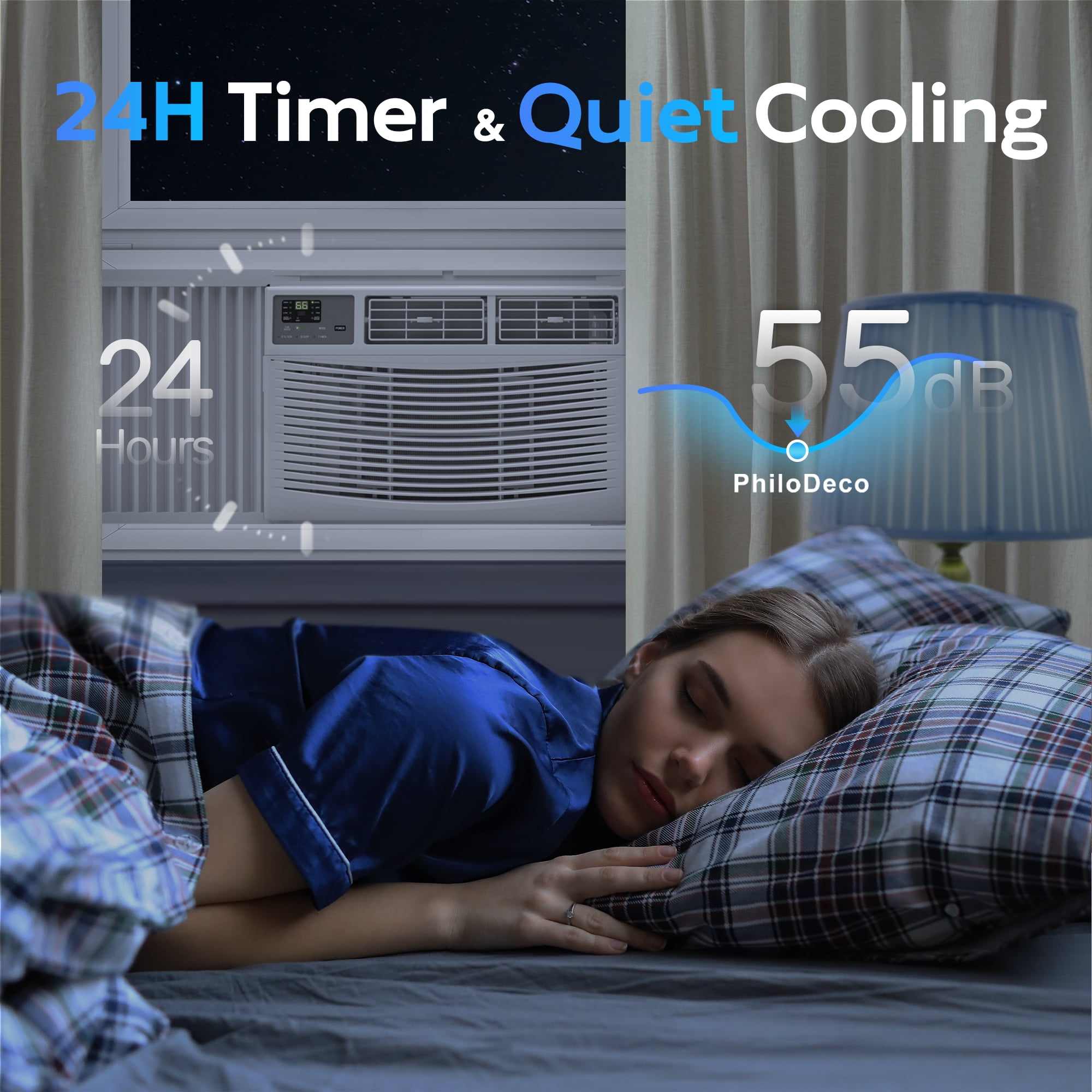Window Air Conditioner 8000 BTU 350 Sq. ft. Intelligent, LED Display Screen, with Remote Control,Ac Can Be Used as a Dehumidifier/Fan, Operates Quietly, Energy-Saving. Timer/Sleep and ECO