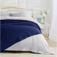 thumbnail image 3 of Tribeca Living Cotton Waffle Weave Garment Washed Oversized Blanket or Throw Queen - Midnight Blue, 3 of 5