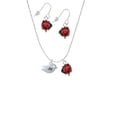 thumbnail image 2 of Delight Jewelry Silvertone Little Bird Initial - M - Red Lucky Ladybug Necklace and Dangle Earrings Set, 2 of 6