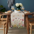 thumbnail image 2 of Watercolor Flowers Table Runner - 36 Inch Long, Kitchen Dining Table Runner Dresser Scarves, Spring Daisy Floral Butterflly Beige Farmhouse Decor for Coffee Tables Wedding Party Banquet, 2 of 8