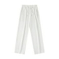 thumbnail image 2 of Diufon Wide Leg Pants for Women Solid Color Pleated Sports Pants Elastic Waist Drawstring Palazzo Pants, 2 of 3