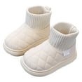 thumbnail image 5 of Quealent Boys Girls Winter Boots Soft Warm Shoes Toddler Snow Boots Little Kid Shoes Beige for Size 4.5, 5 of 6