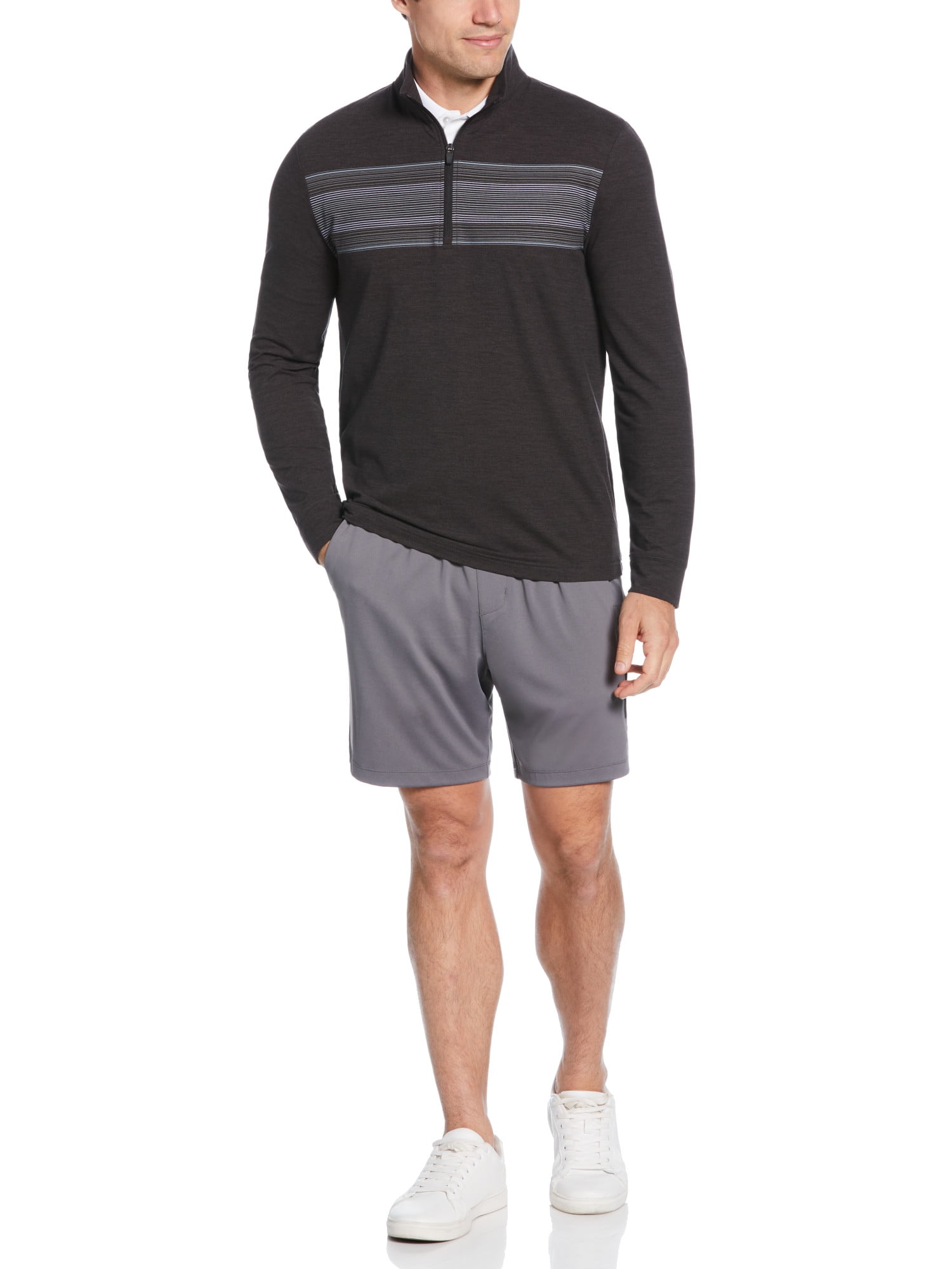 Ben Hogan Men's and Big Men's Multi Color Stripe Chest Print 1/4 Zip Golf Sweater, up to Size 5XL
