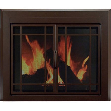 Pleasant Hearth Eaton Cabinet Prairie Style Fireplace Glass Door