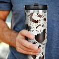 thumbnail image 6 of 30oz Stainless Steel Tumbler with Lid, Straw & Handle - Brown Cow Print Travel Coffee Mug | Vacuum Insulated Water Bottle | Cow Gift for Women and Girls, 6 of 6
