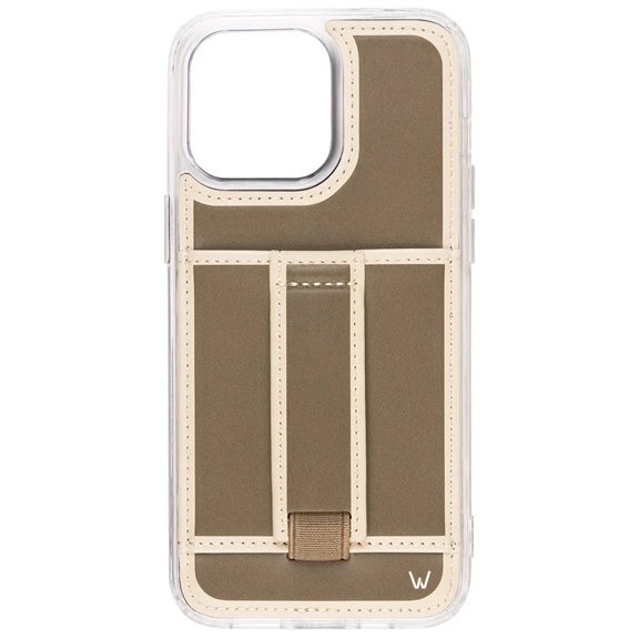Walli Cases iPhone 16 Pro Max Phone Case with Wallet and Finger Strap - Pecan Cream