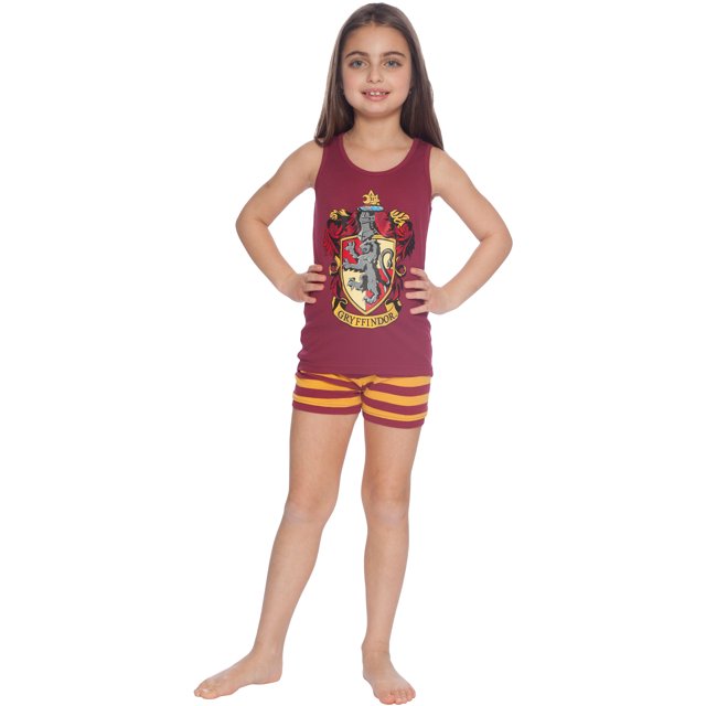 HARRY POTTER Gryffindor House Crest Cotton Tank Short Pajama 2pc Set, Gryffindor, 18