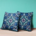 thumbnail image 2 of Amrita Sen Designs CAPL1018FSDS-ZP-16x16 16 x 16 in. Lotus Garden Suede Zippered Pillow with Insert - Blue, Red & Pink, 2 of 6