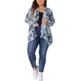 thumbnail image 2 of Agnes Orinda Women's Plus Size Cardigans Leopard Floral Printed Open Front Lightweight Jacket Fall Knit Cardigan 2X Grey Blue, 2 of 6