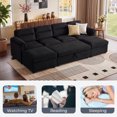thumbnail image 5 of Bonzy Home Modular Corduroy Sectional Sofa with Pull Out Sleeper, Convertible L-Shaped Couch, Free Combination Upholstered Sofa Bed for Living Room, 5 of 11