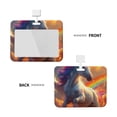 thumbnail image 2 of Susaid Rainbow Sunset Cloud White Horse Print ID Badge Holder with Double-Sided Windows Horizontal Hard Plastic Case Black Card Protector Pouch for Office School ID Credit Cards, 2 of 7
