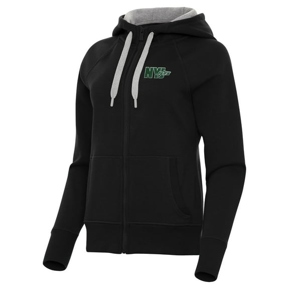 Women's Antigua  Black New York Jets Victory Full-Zip Hoodie