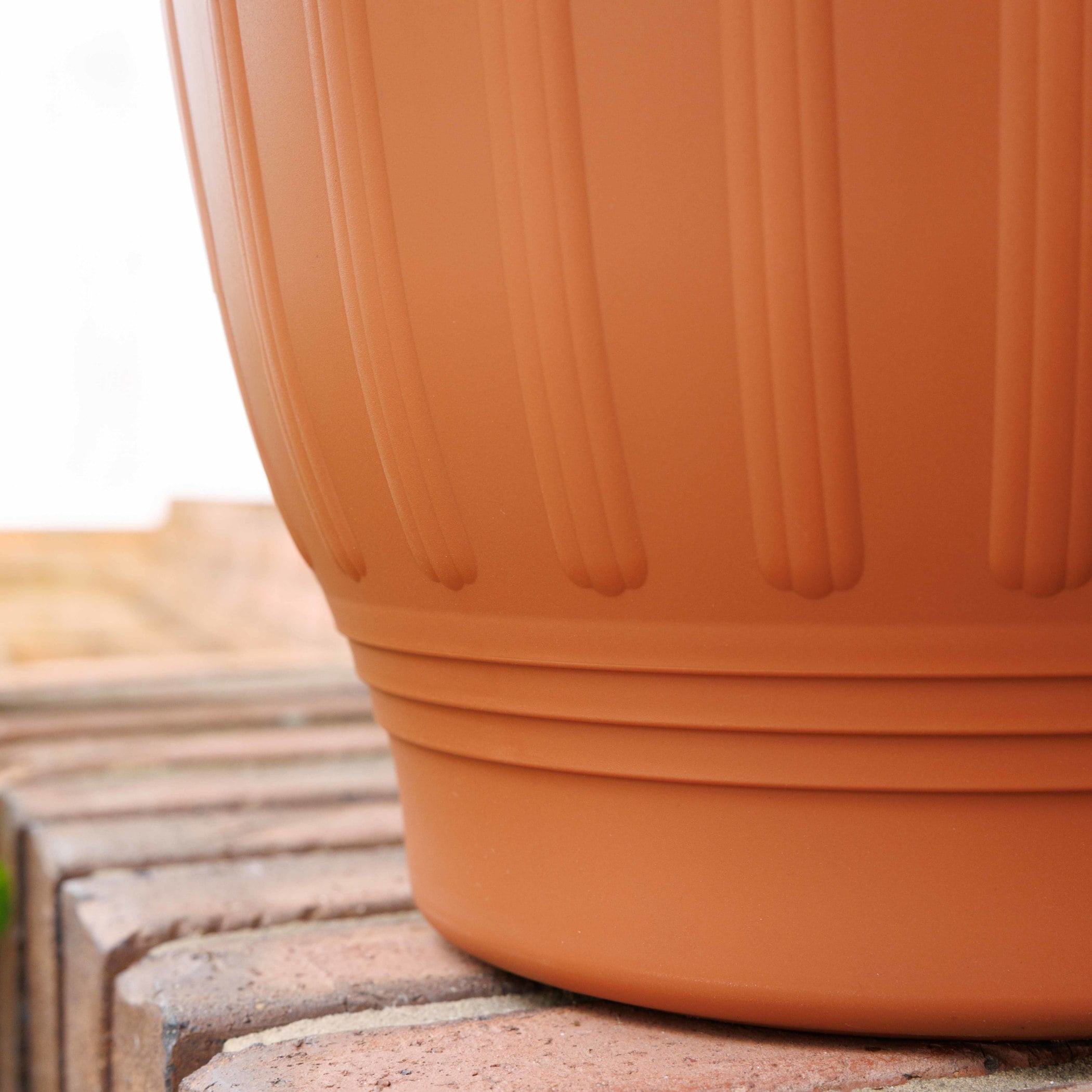 Bloem Colonnade 16" Round Plastic Planter, Indoor/Outdoor Garden Pot with Embossing, Terra Cotta