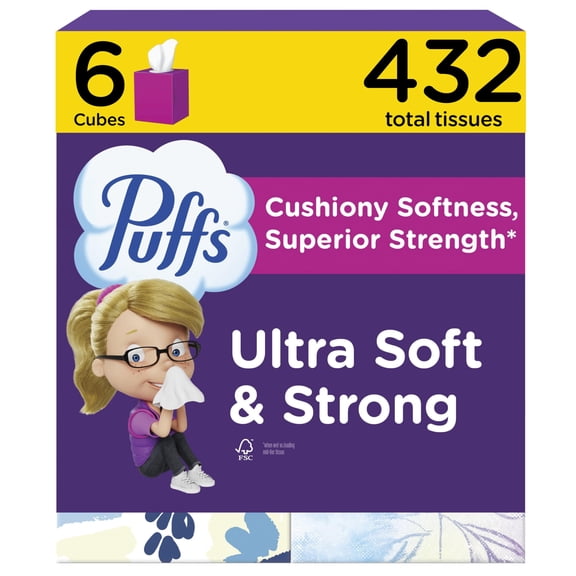 Pañuelos Faciales Puffs Ultra Suaves Mega Cubo 432 Unidades