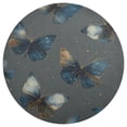thumbnail image 2 of 15 Inch Round Grid Plate Mats Heat Non-Slip Resistant PVC Placemats for Kitchen Dining Table Decor Brown-blue Butterfly Pattern 1PCS, 2 of 5