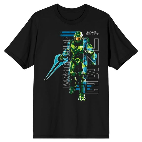 Halo Infinite Master Chief UNSC Logo Crew Neck Short Sleeve Men's Black T-shirt
-Large