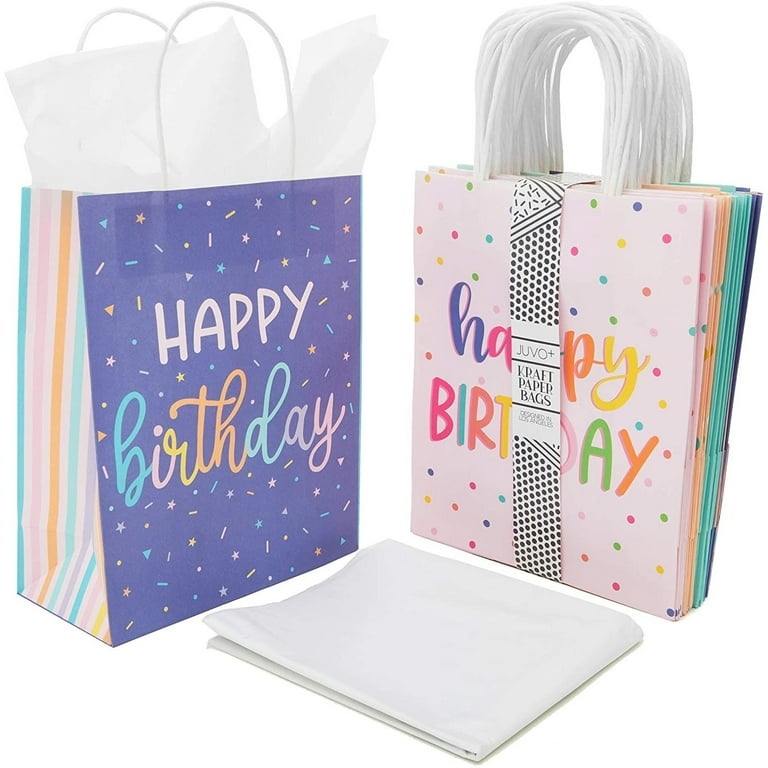 36 Pack Medium Pastel Party Gift Bags with Handle, White Tissue Paper  10x8x4