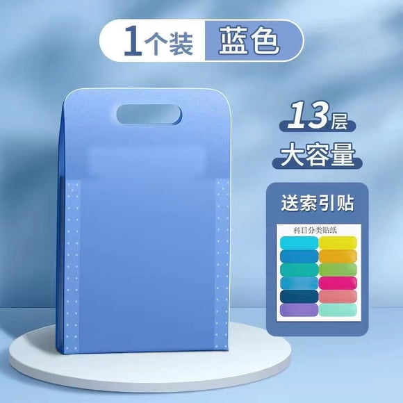 Nvzi Carpeta impermeable extensible (2 unidades), organizador vertical de archivos A4 con asa, bolsa de mano portátil vertical A4, bolsillos de plástico transparente tipo sobre (azul)