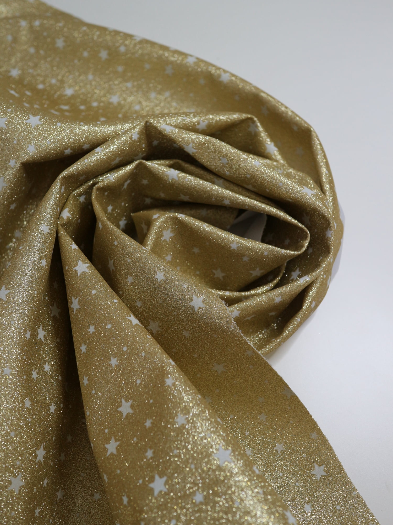 Minerva Glitter Faux Leather Fabric Gold - per yard