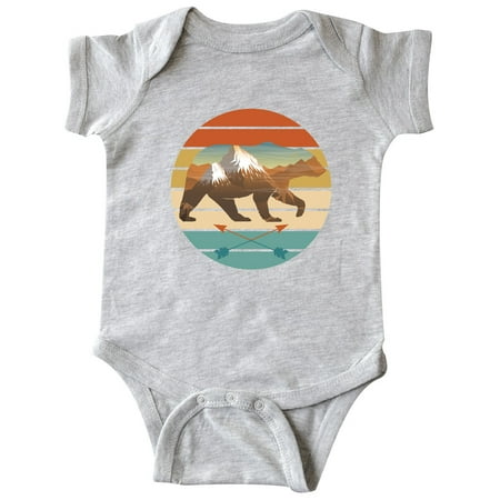 

Inktastic Bear Silhouette Retro Sunset Gift Baby Boy or Baby Girl Bodysuit