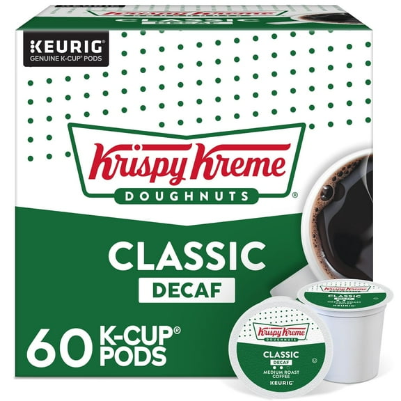 Krispy Kreme Classic Decaf Keurig Single-Serve K-Cup Pods, Light Roast Coffee, 60 Count (6 Packs of 10)