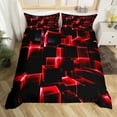 thumbnail image 2 of Erosebridal Geometric Buffalo Comforter Cover Twin,Black Red Bedding Twin Size,Breathable Reversible Comforter Cover Twin,Plaid Decor,3-Piece(No Comforter), 2 of 7